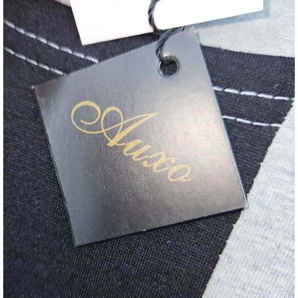 Auxo Maxi Dress Sz Small 4 6 Short Sleeve Stretch Modest Pockets Gray Black NEW - Picture 10 of 10